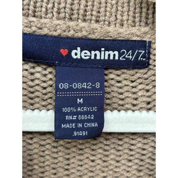Denim 24/7 Brown Long Sleeve Open Front Cardigan Sweater Womens Medium Fringe‎ - Picture 4 of 8